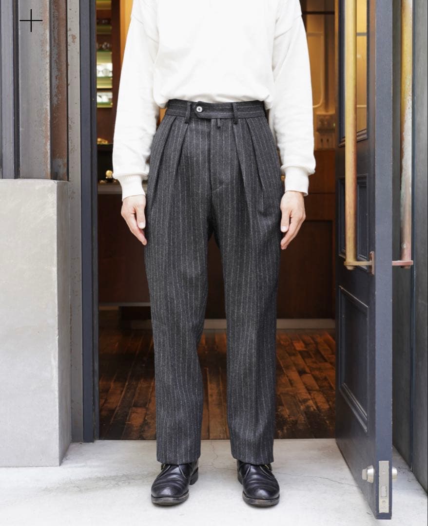 【極美品】NEAT lovat tweed チョークストライプ ワイドスラックス