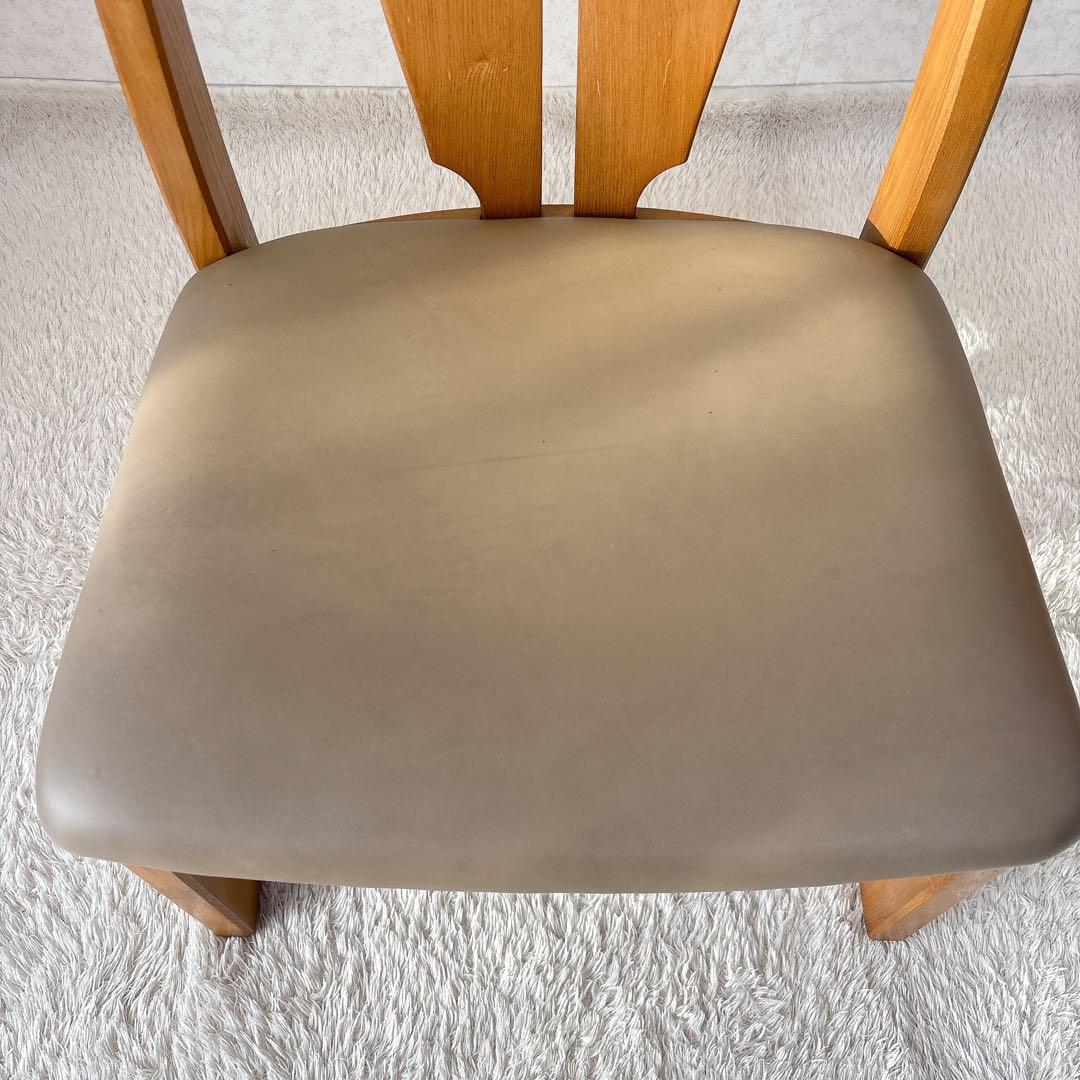 2脚セット】飛騨産業　キツツキマーク ダイニングチェア 座面レザー 高さ低め