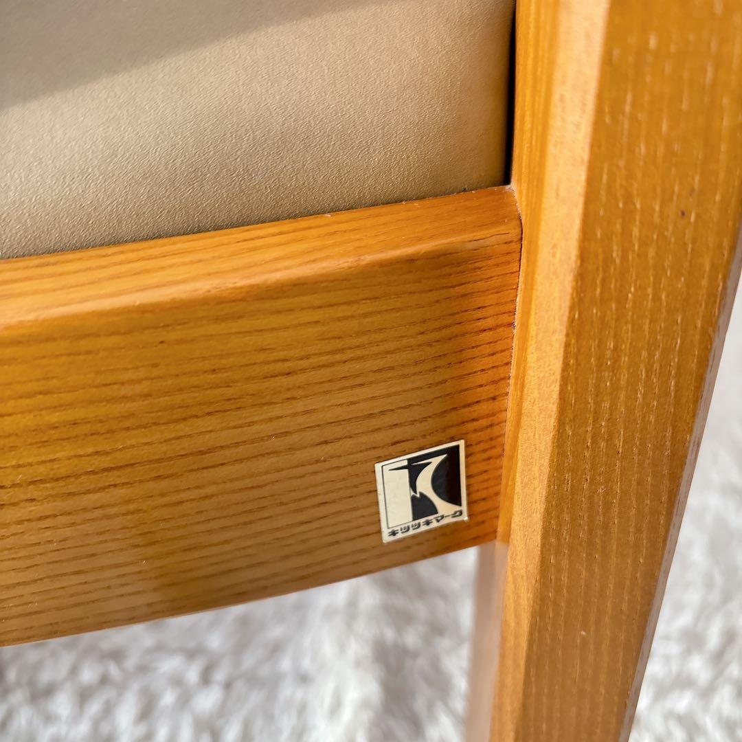 2脚セット】飛騨産業　キツツキマーク ダイニングチェア 座面レザー 高さ低め