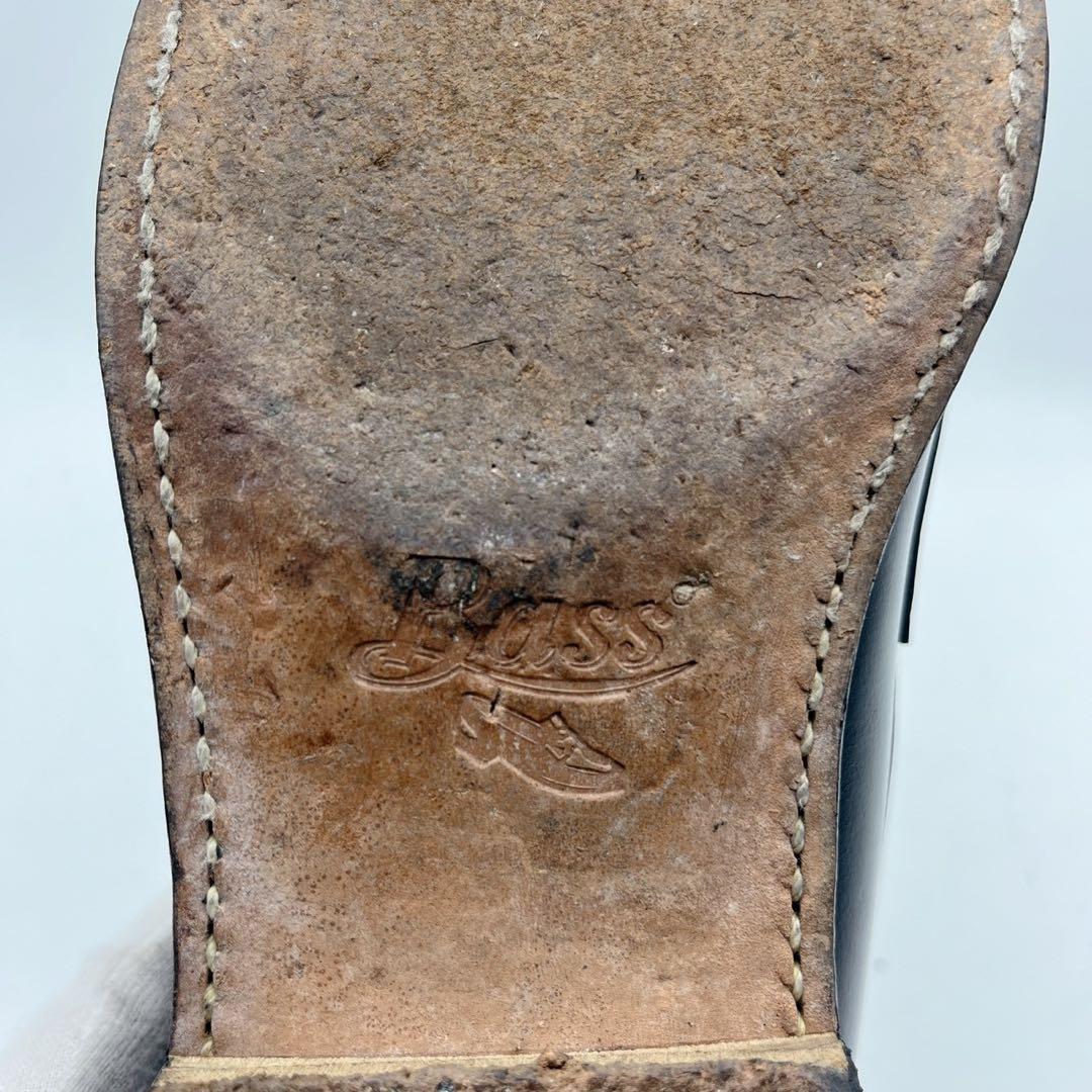 アッパー美品✨ジーエイチバス ローガン ガラスレザー ローファー 黒 6.5D