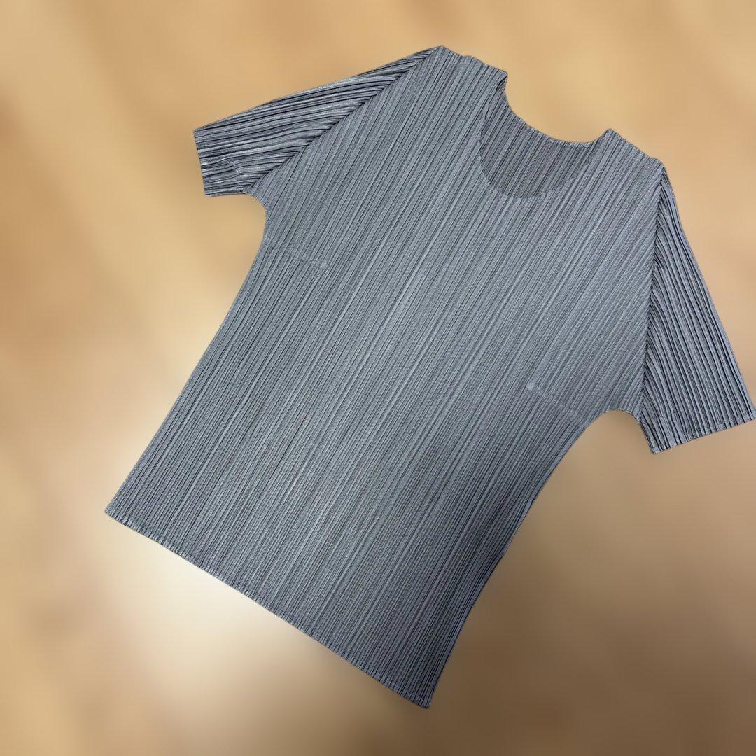 プリーツプリーズPLEATS PLEASE プリーツ半袖カットソー グレー3