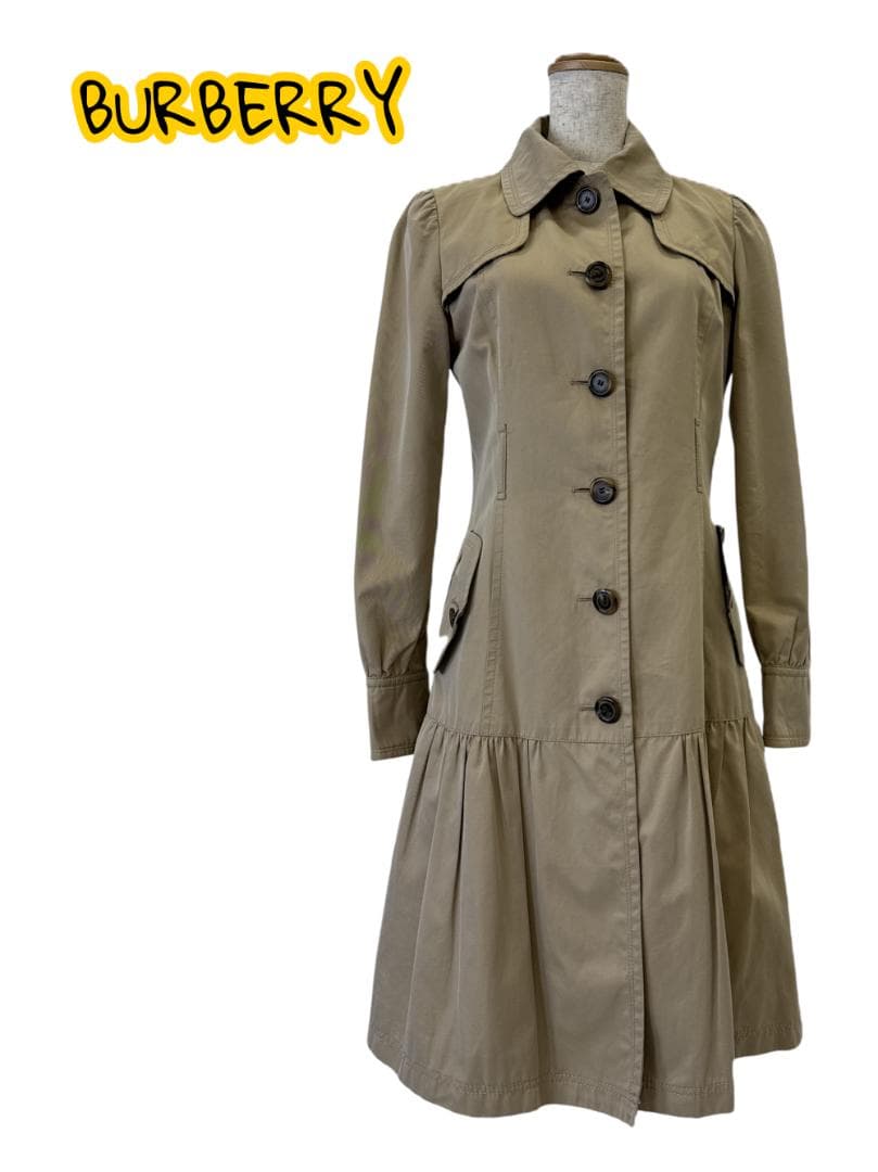 バーバリーブルーレーベル ノバチェック フレアコート 36 ベージュ 三陽商会