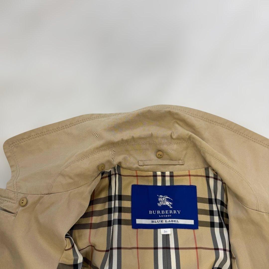 バーバリーブルーレーベル ノバチェック フレアコート 36 ベージュ 三陽商会