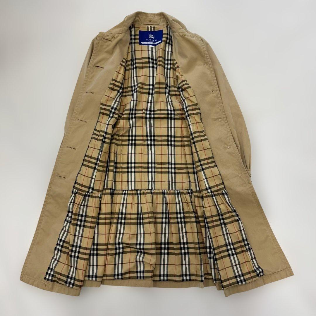 バーバリーブルーレーベル ノバチェック フレアコート 36 ベージュ 三陽商会