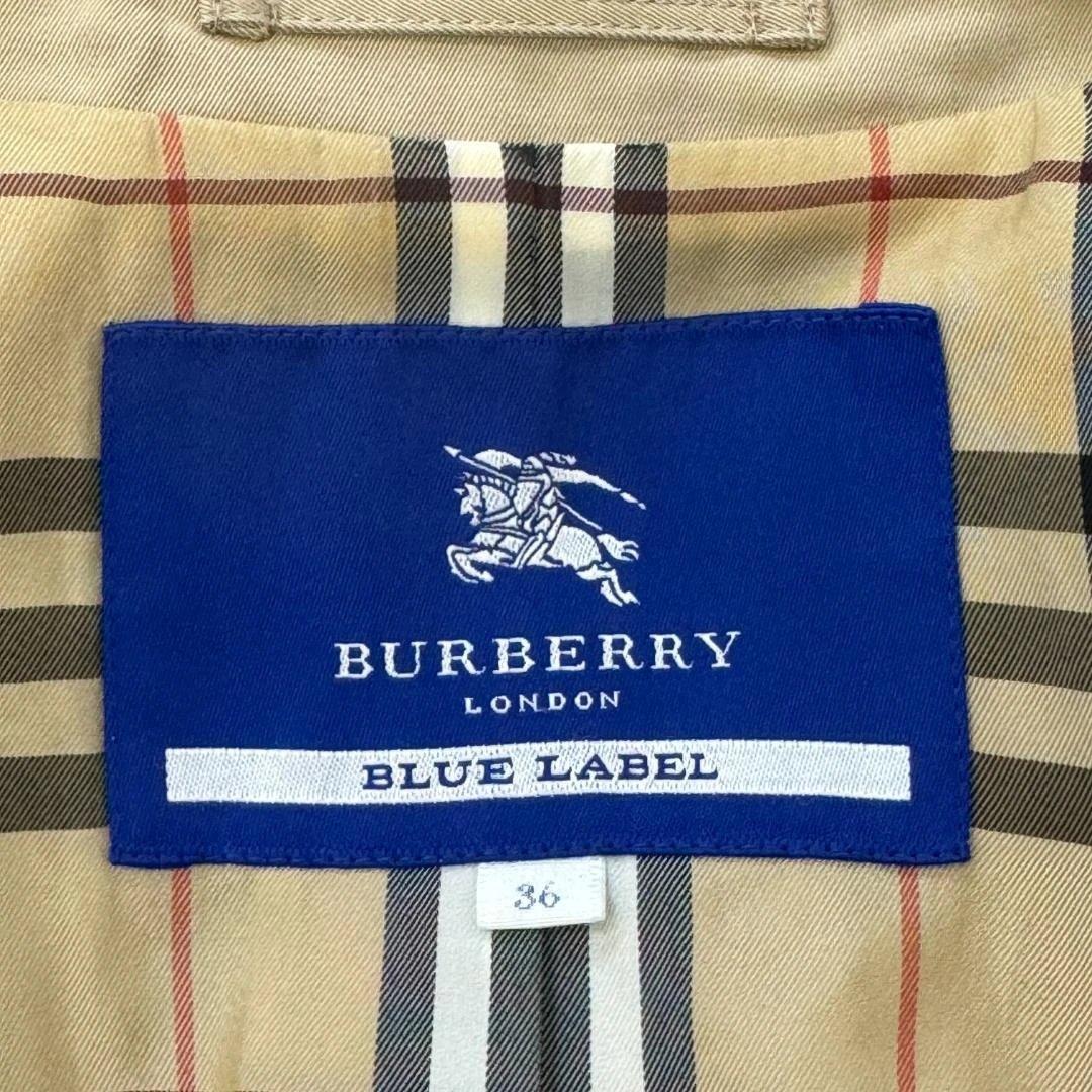 バーバリーブルーレーベル ノバチェック フレアコート 36 ベージュ 三陽商会