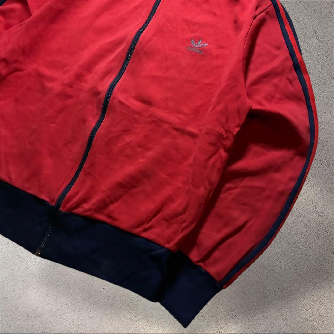 70s80s adidasトラックジャケット刺繍ロゴトレフォイル赤ネイビーY2K