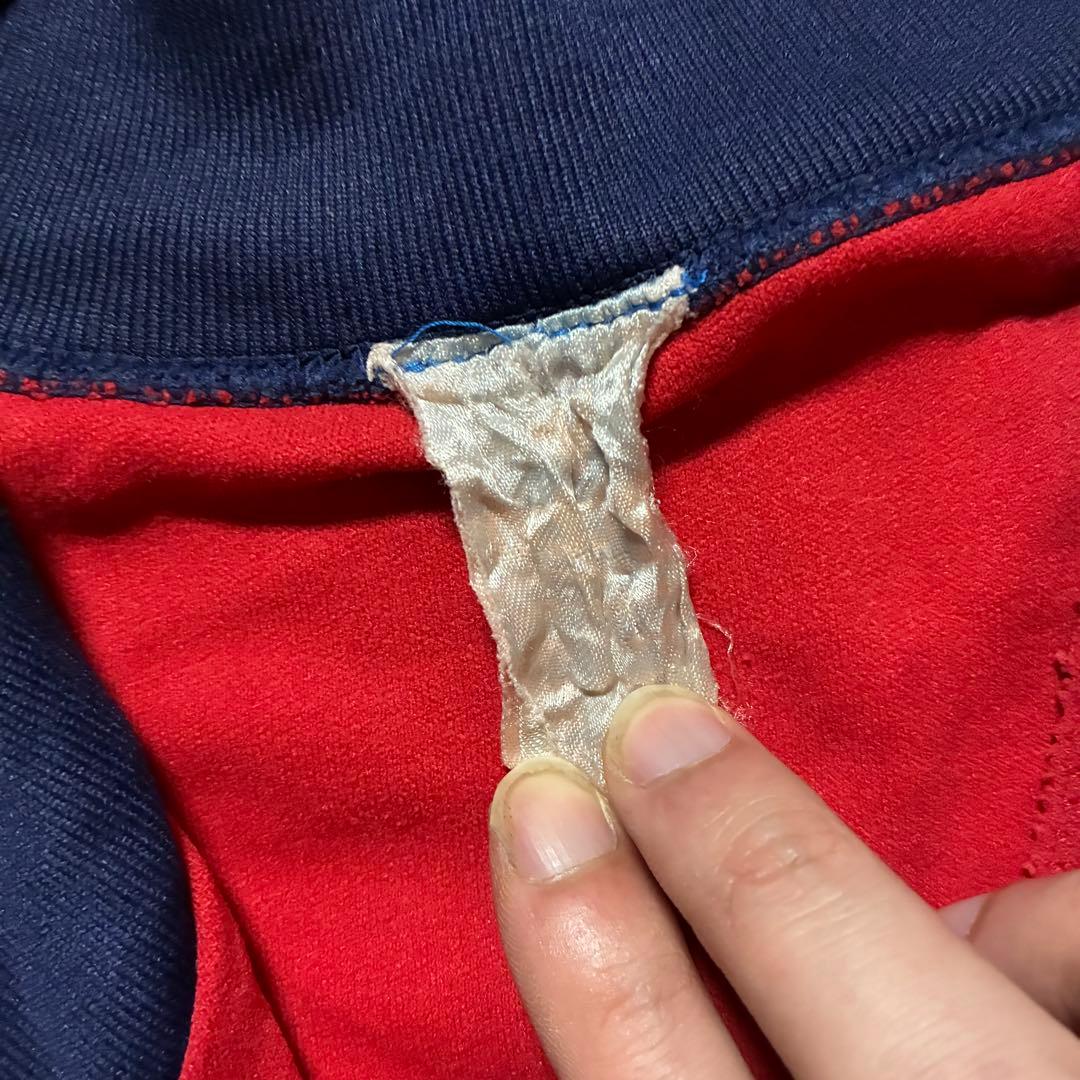 70s80s adidasトラックジャケット刺繍ロゴトレフォイル赤ネイビーY2K