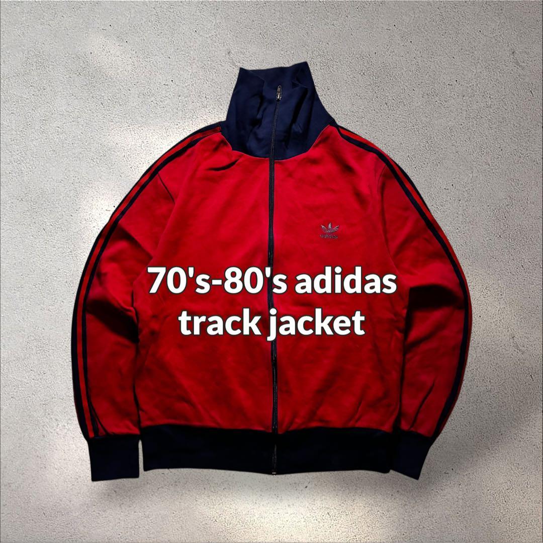 70s80s adidasトラックジャケット刺繍ロゴトレフォイル赤ネイビーY2K
