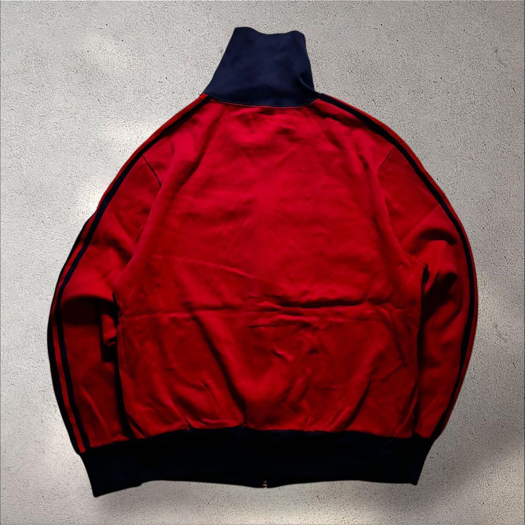 70s80s adidasトラックジャケット刺繍ロゴトレフォイル赤ネイビーY2K