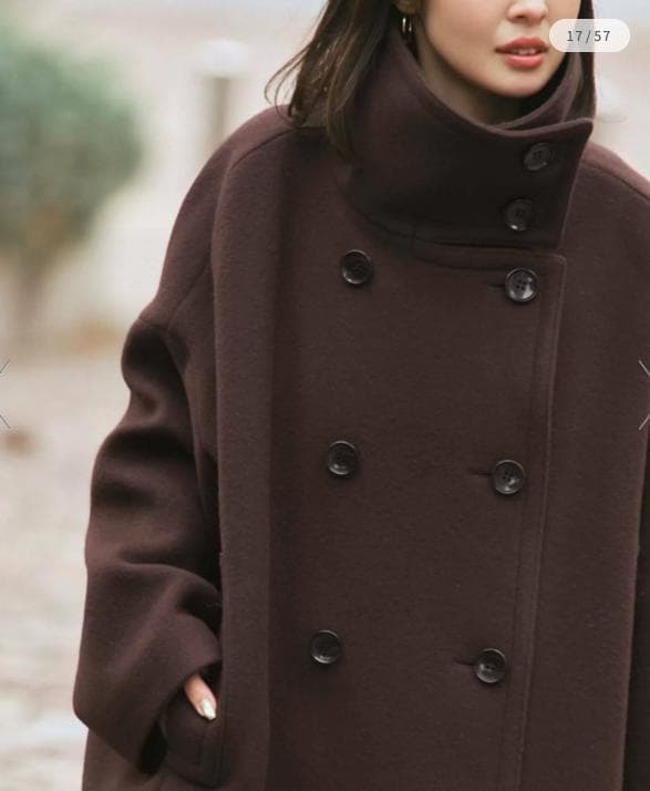 新品タグ付✨NOBLE スタンドカラーオーバーコート 完売色ブラウン 日本製 F