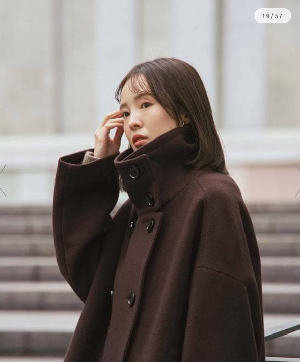 新品タグ付✨NOBLE スタンドカラーオーバーコート 完売色ブラウン 日本製 F