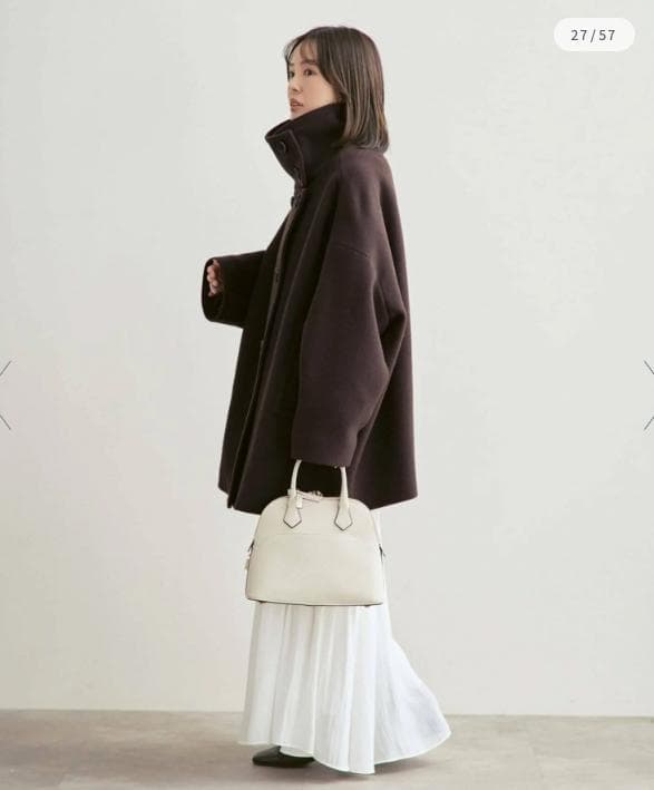 新品タグ付✨NOBLE スタンドカラーオーバーコート 完売色ブラウン 日本製 F