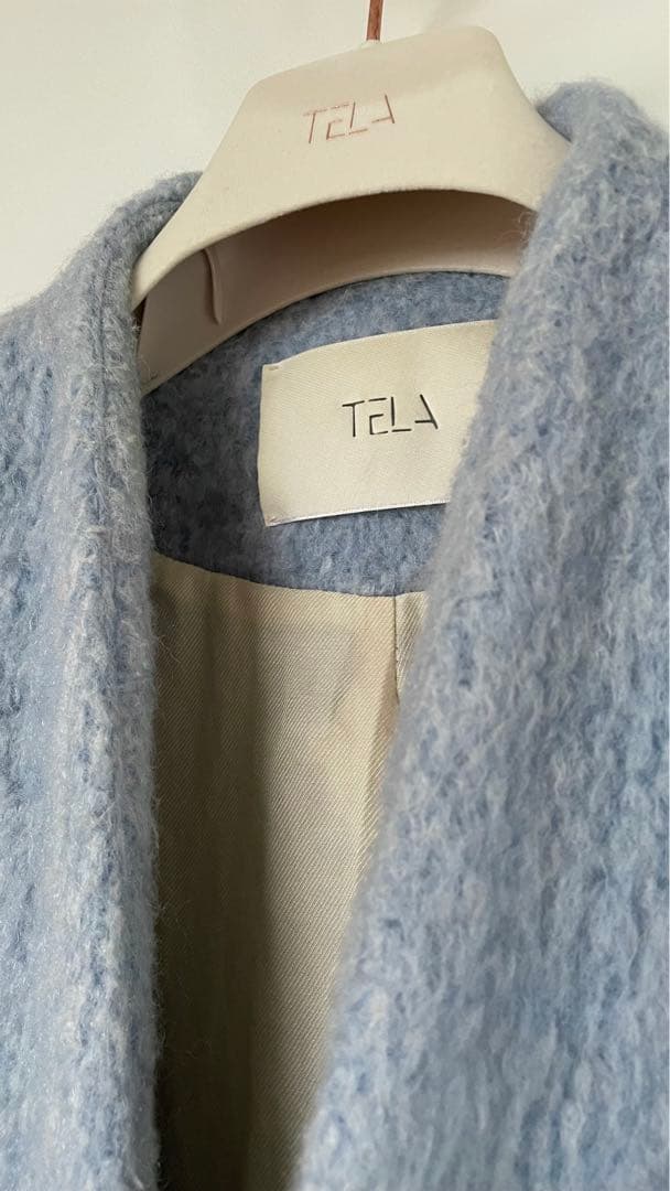 【TELA】定価91,600円 テラ シャギー ノーカラーコート モヘア 美品