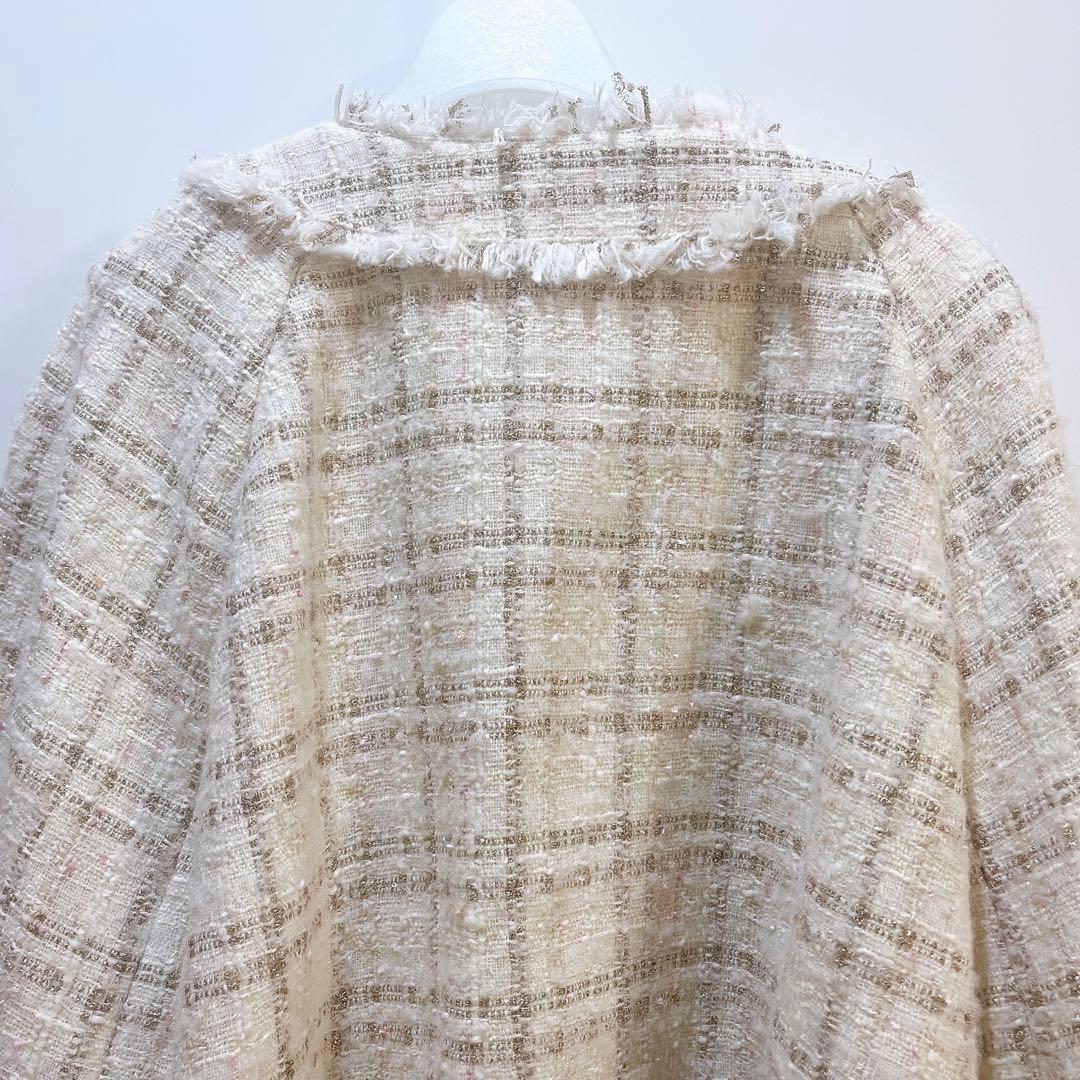 ほぼ新品♡ グレースコンチネンタル ツイードジャケット フリンジ 金釦 キナリ