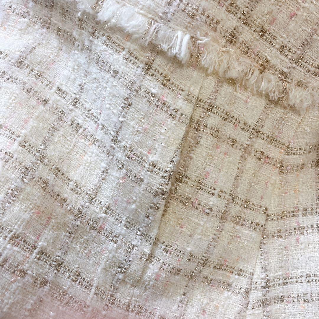 ほぼ新品♡ グレースコンチネンタル ツイードジャケット フリンジ 金釦 キナリ