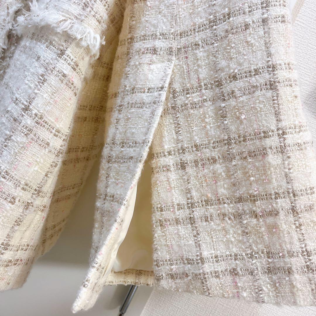 ほぼ新品♡ グレースコンチネンタル ツイードジャケット フリンジ 金釦 キナリ