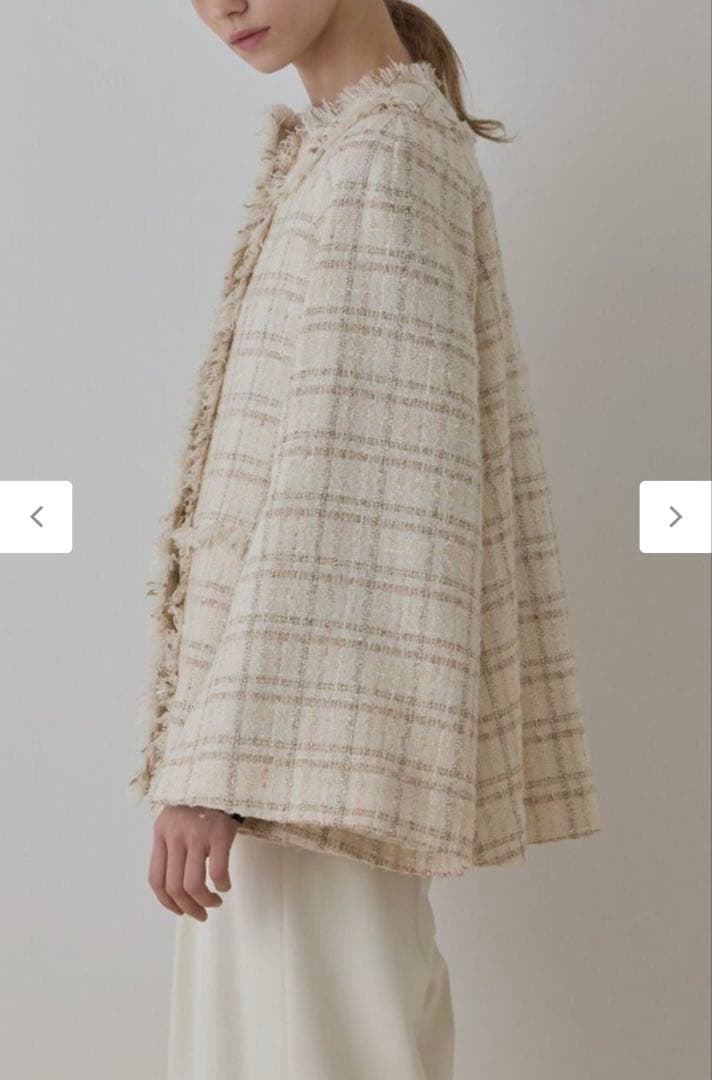 ほぼ新品♡ グレースコンチネンタル ツイードジャケット フリンジ 金釦 キナリ