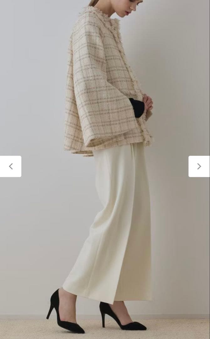 ほぼ新品♡ グレースコンチネンタル ツイードジャケット フリンジ 金釦 キナリ