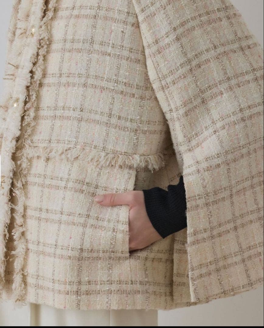 ほぼ新品♡ グレースコンチネンタル ツイードジャケット フリンジ 金釦 キナリ