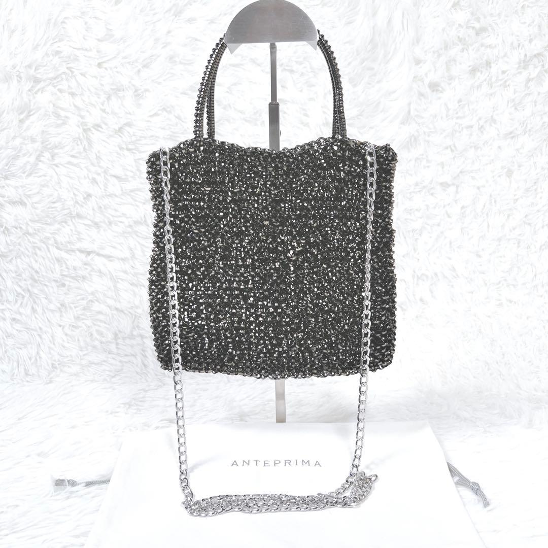 美品✨アンテプリマ スタンダード スクエア ミディアム ブラック チェーン付