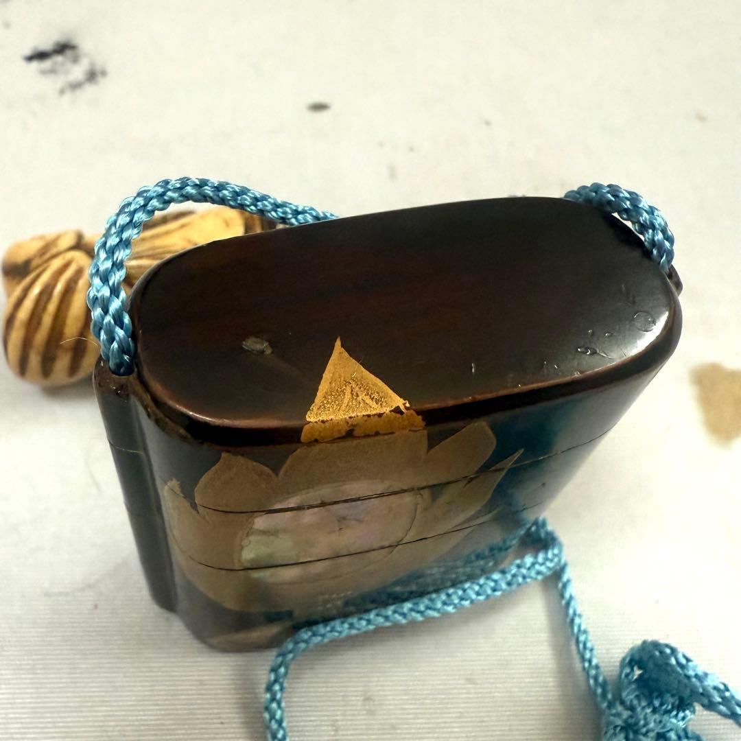 時代物　蒔絵　螺鈿　印籠　根付