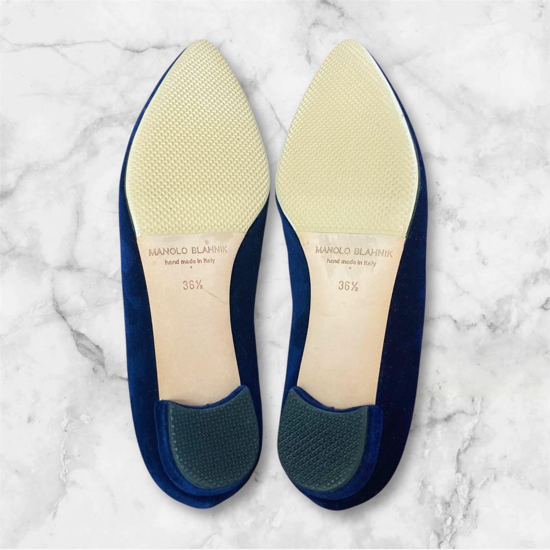 専用 MANOLO BLAHNIK マノロブラニク ハンギシ 36.5 ネイビー