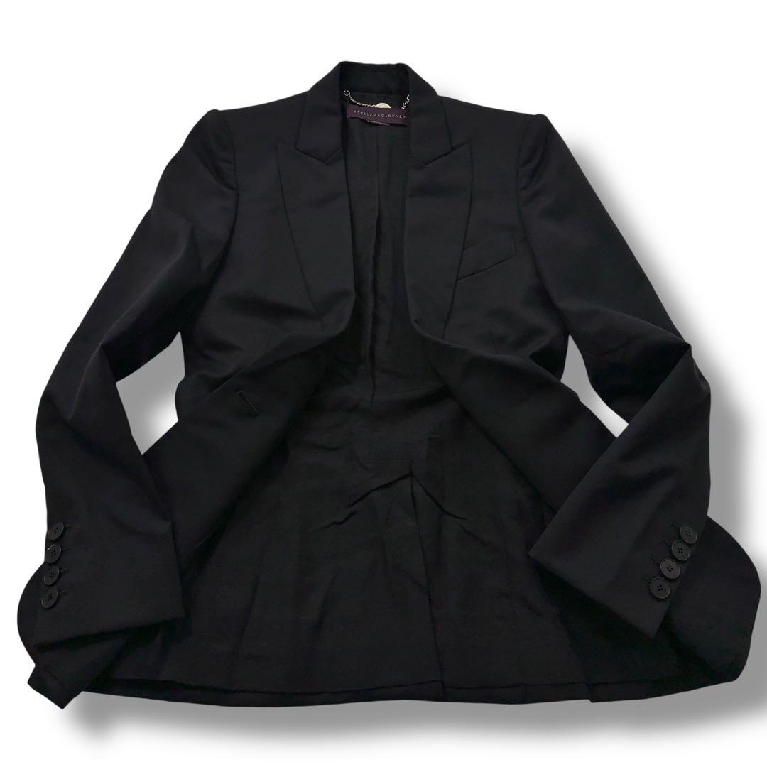 【極美品】ステラマッカートニー　テーラードジャケット　黒　光沢　1B 36