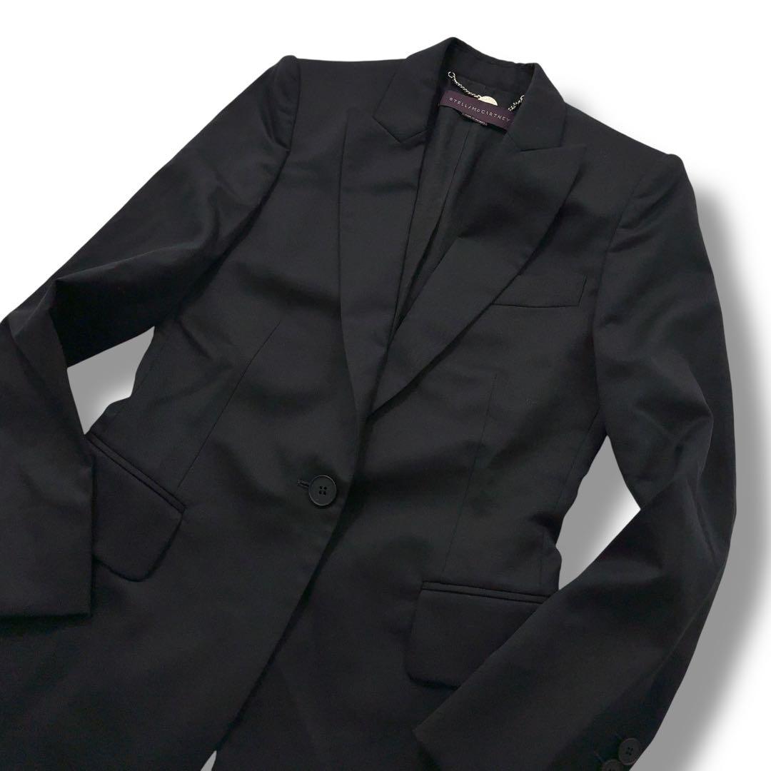 【極美品】ステラマッカートニー　テーラードジャケット　黒　光沢　1B 36