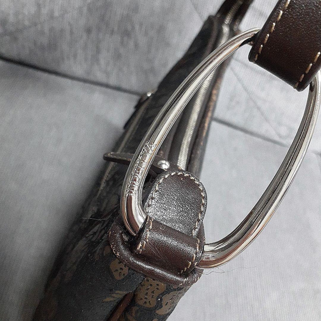 美品 印傳屋 ショルダーバッグ ワンショルダー レザー 花柄 ブラウン