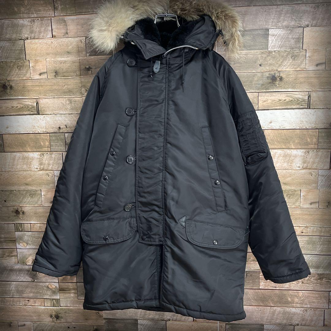 SPIEWAX フライトジャケット N3B ファ ナイロン USA製 ブラック