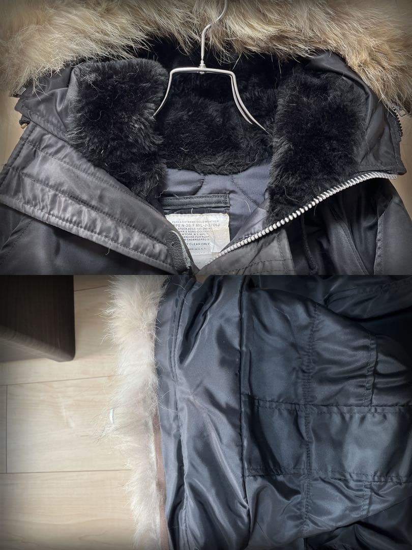 SPIEWAX フライトジャケット N3B ファ ナイロン USA製 ブラック