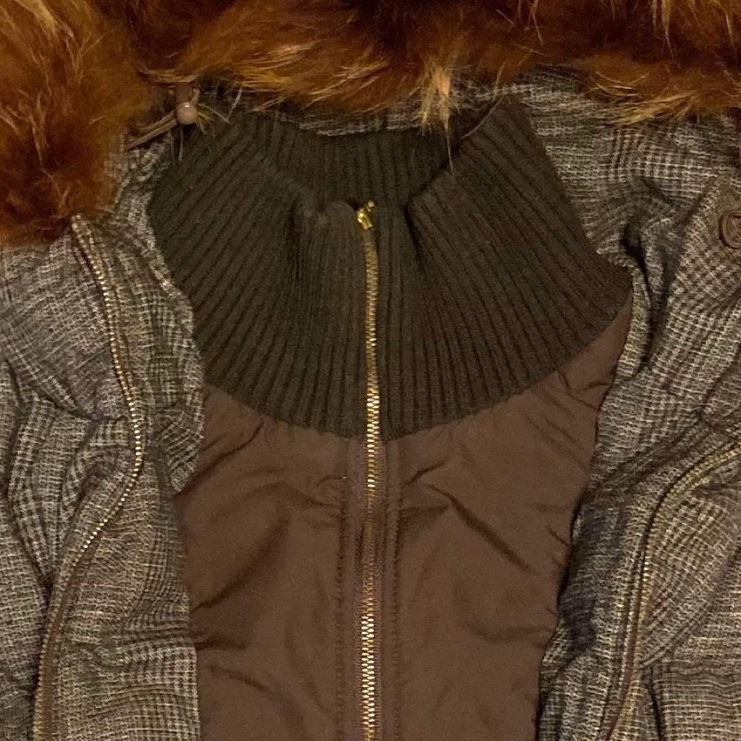 【美品】TATRAS ダウンベスト ラクーンファー ウール混チェック S