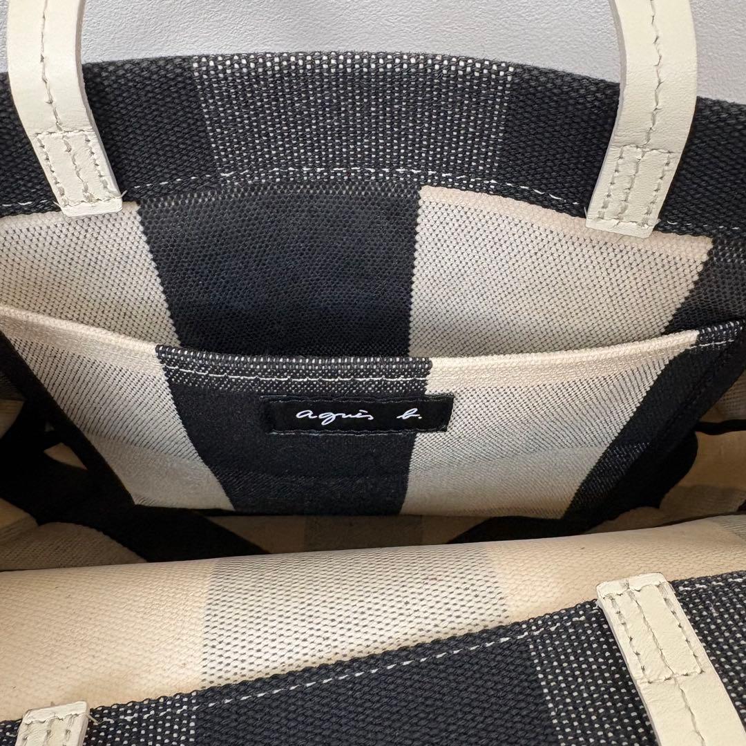 極美品　アニエスベー　A4対応　ギンガムチェックトートバッグ　刺繍　縦長マチあり