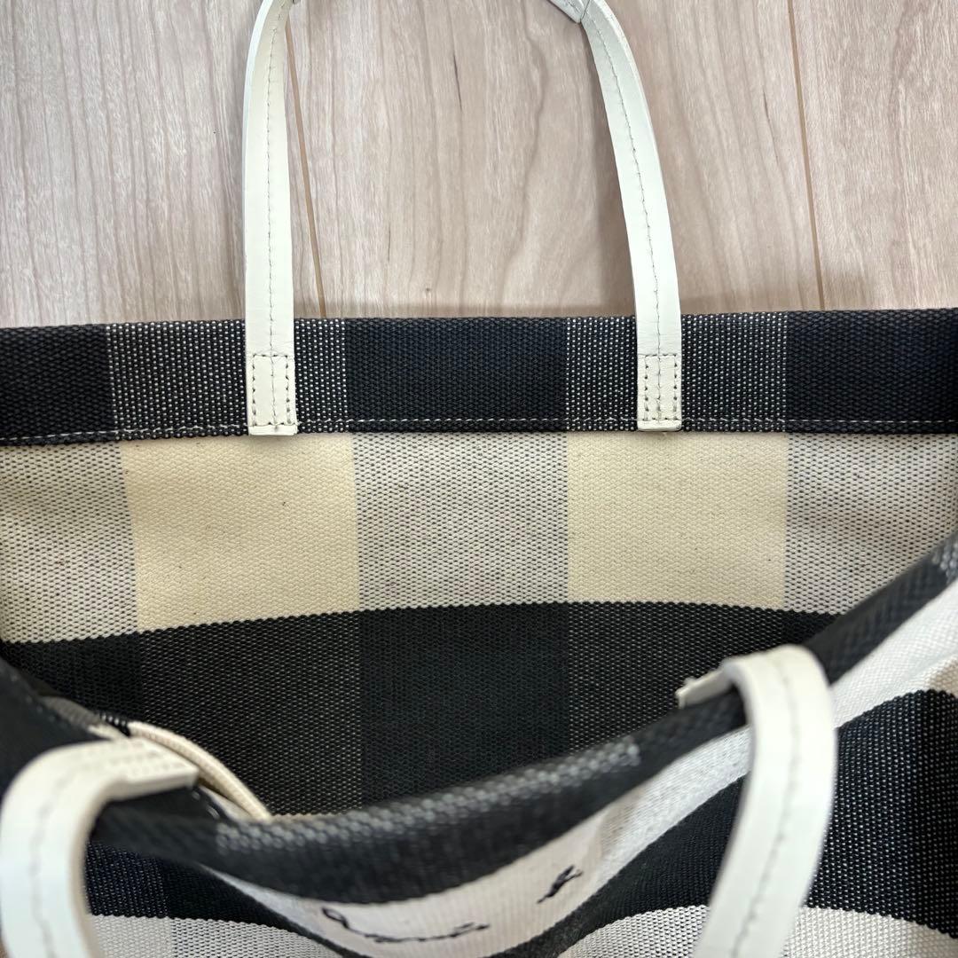 極美品　アニエスベー　A4対応　ギンガムチェックトートバッグ　刺繍　縦長マチあり