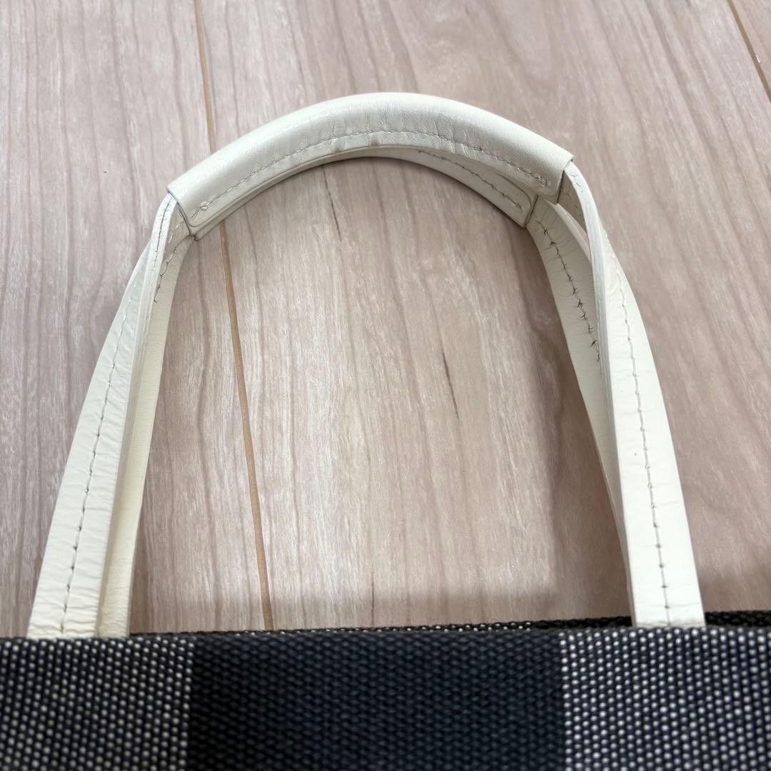 極美品　アニエスベー　A4対応　ギンガムチェックトートバッグ　刺繍　縦長マチあり