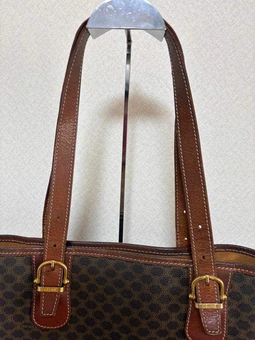 CELINE ブラウンマカダム柄トートバッグ