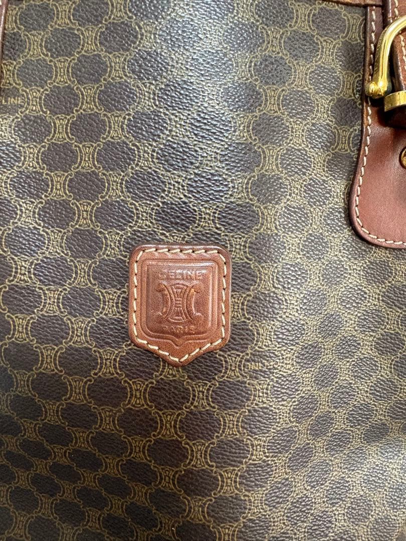 CELINE ブラウンマカダム柄トートバッグ
