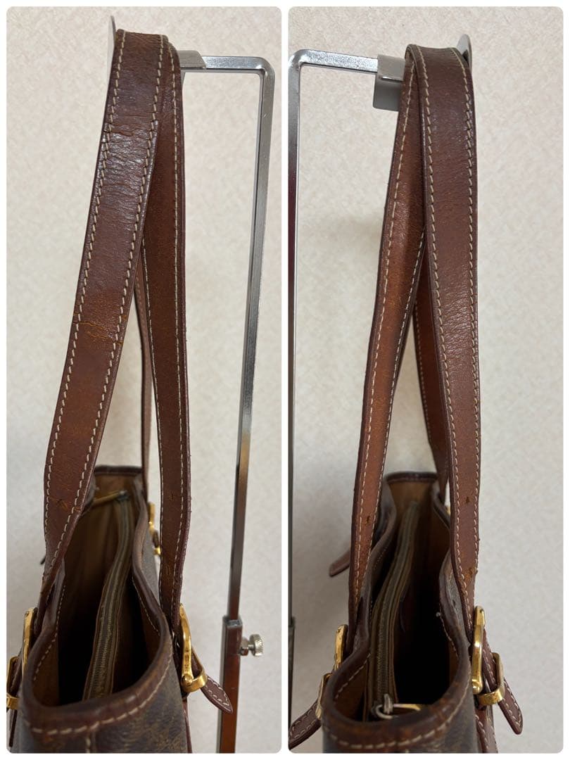 CELINE ブラウンマカダム柄トートバッグ