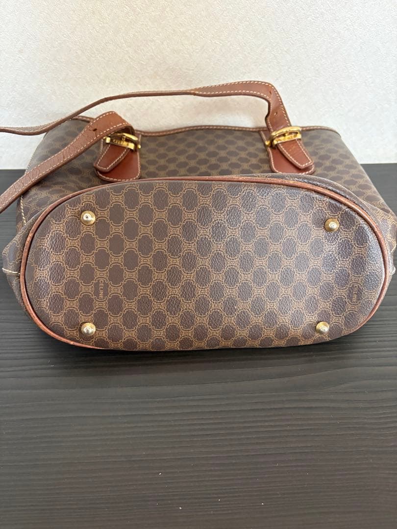 CELINE ブラウンマカダム柄トートバッグ