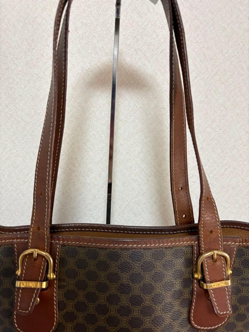 CELINE ブラウンマカダム柄トートバッグ