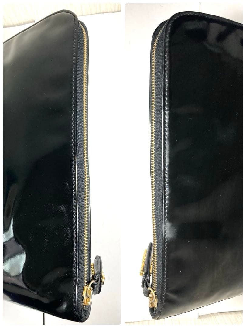 シャネル　ココマーク　パテントレザー　クラッチバッグ　ハンドバック　ブラック