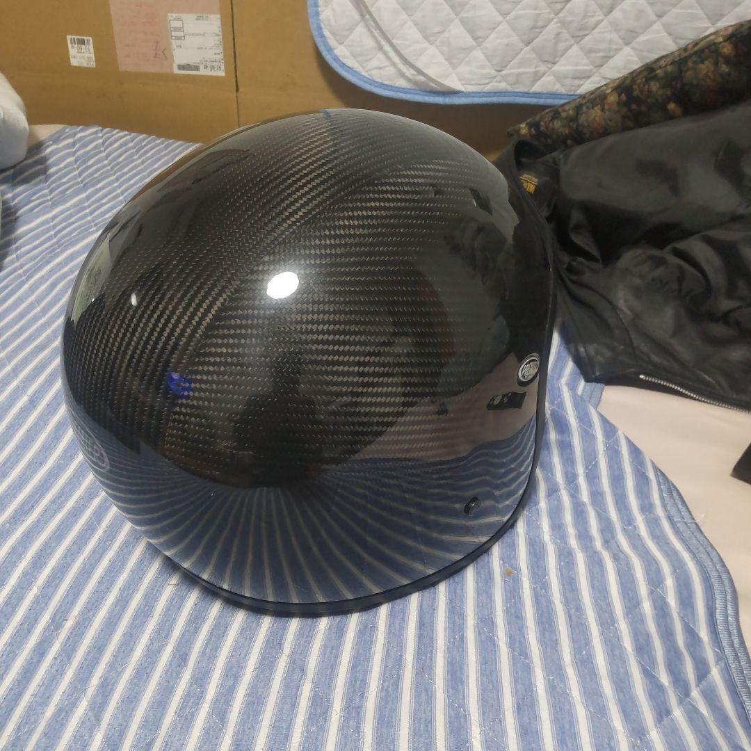 美品PRIMERカーボン製 ジェットヘルメット ブラック インカムつき