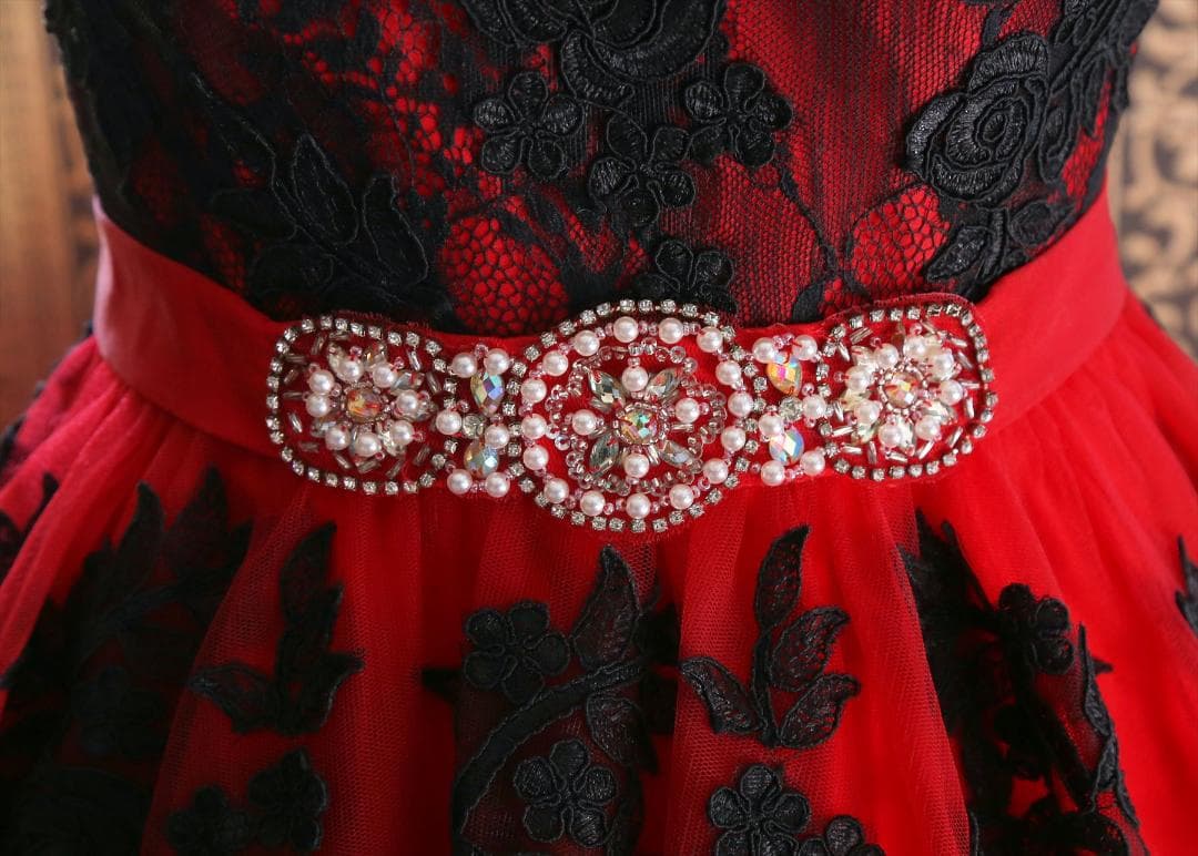 620赤黒カラードレス1st FUTABAYOKOウエディングドレス5号7号9号