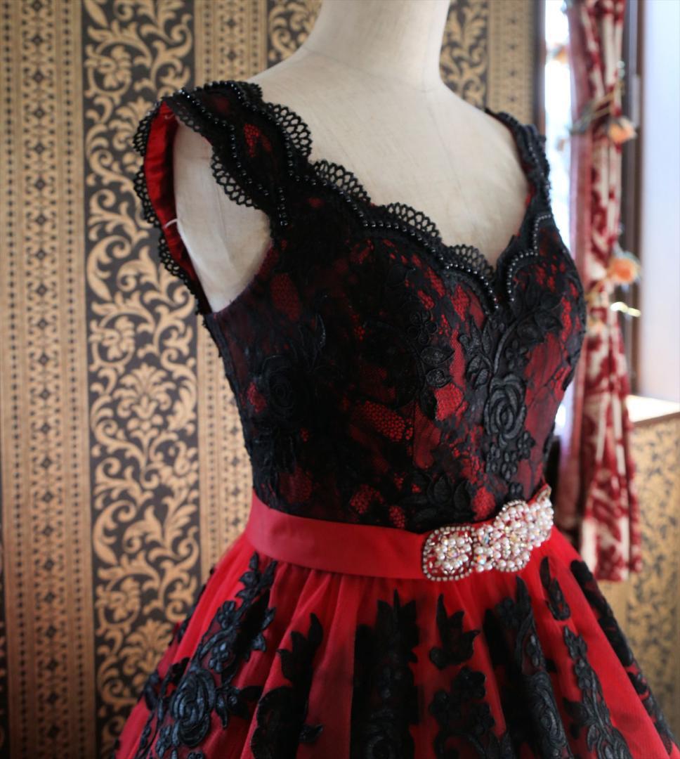 620赤黒カラードレス1st FUTABAYOKOウエディングドレス5号7号9号