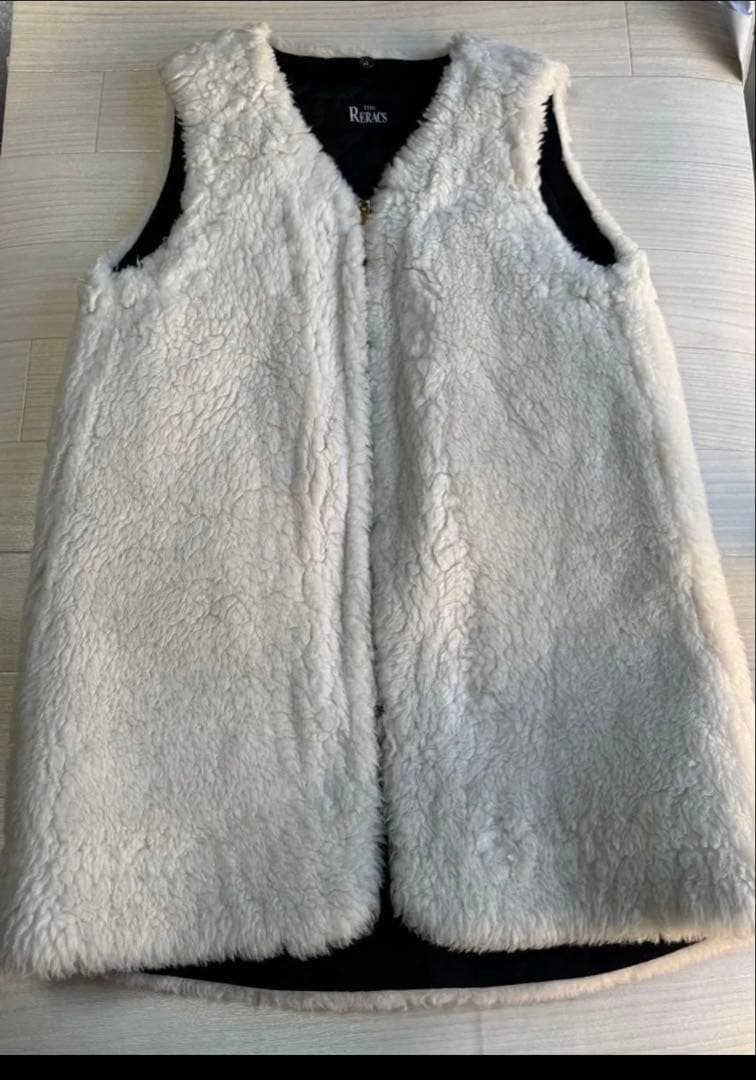THE RERACS ザ・リラクス ボアライナー ベストウール　ファー　白