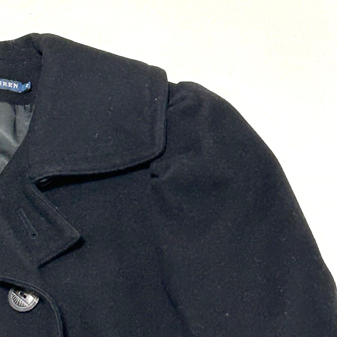 【美品】ラルフローレン　Pコート　ウール　カシミヤ混　ブラック