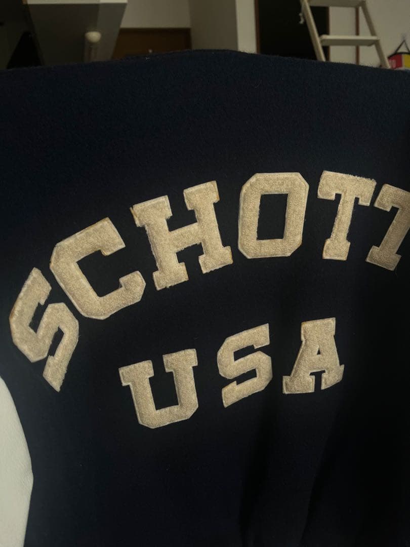 Schott スタジャン ネイビー/ホワイト サイズ38