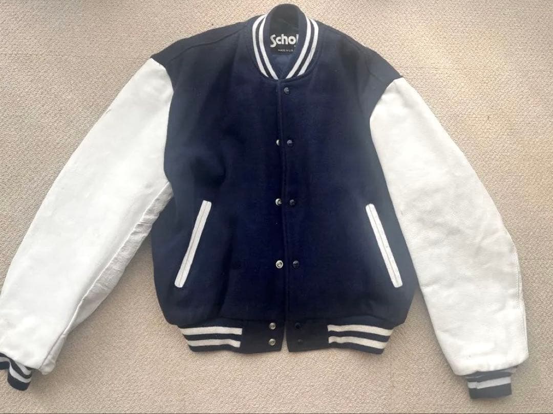 Schott スタジャン ネイビー/ホワイト サイズ38