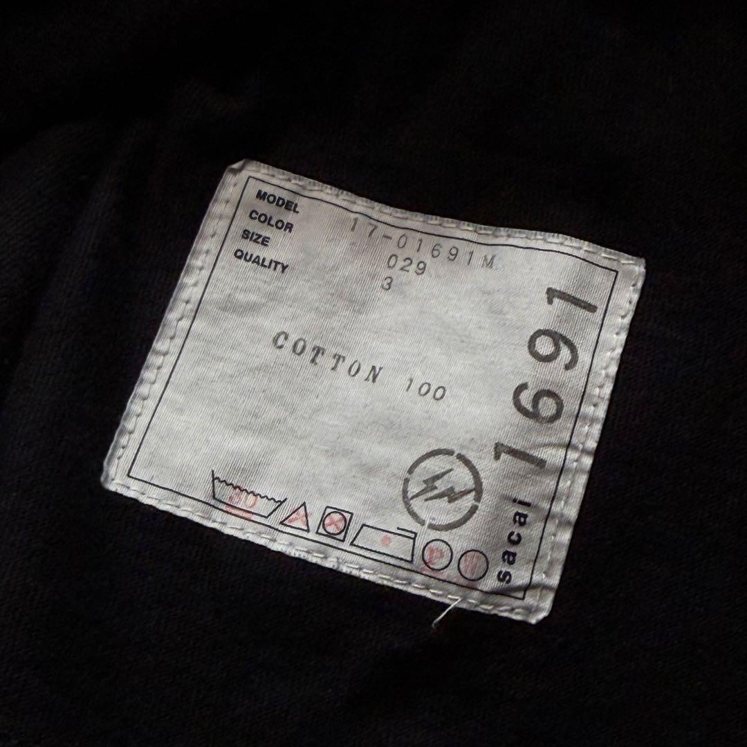 sacai x FRAGMENT DESIGN Tシャツ 黒 size3