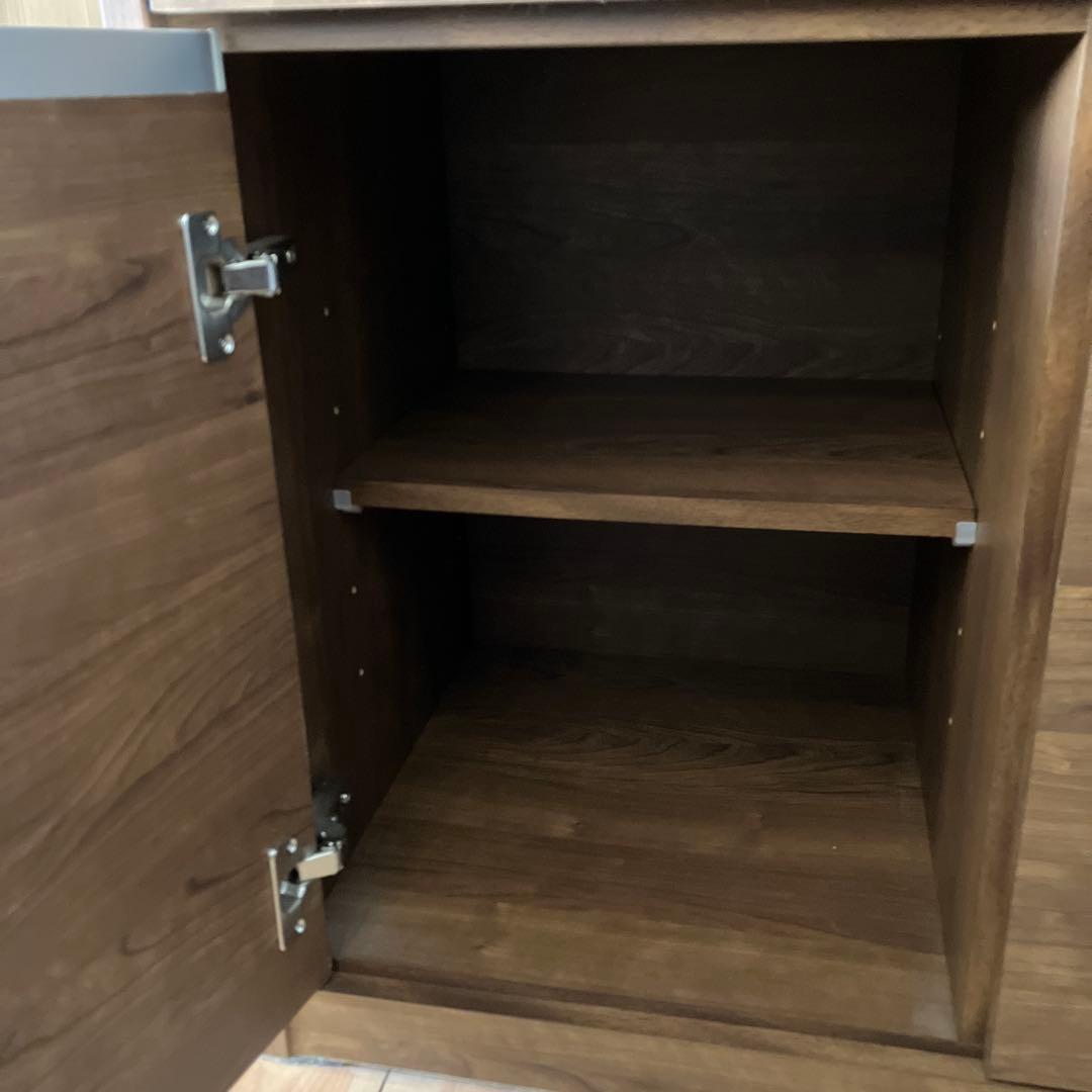 キッチンボード 食器棚 引き出し付き　ダークブラウン